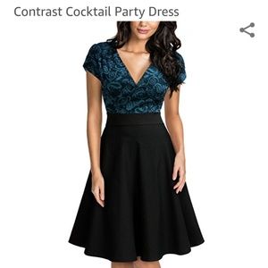 V-Neck elegant floral cocktail dress